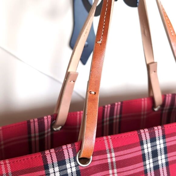 Red Canvas Inspired Plaid Tote  by  Lord and Taylor🎀 - Picture 3 of 16